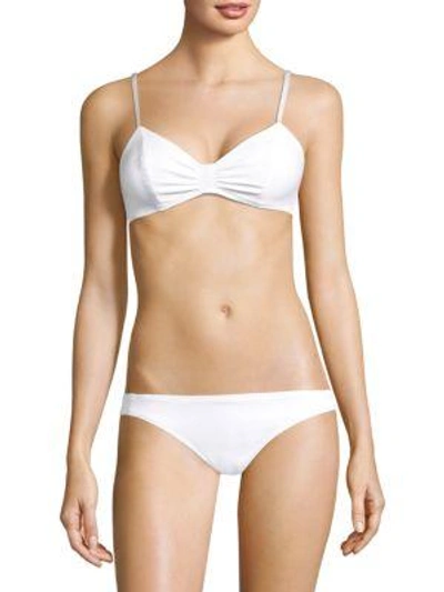 Shop Malia Mills Soft Ruched Triangle Bikini Top In White
