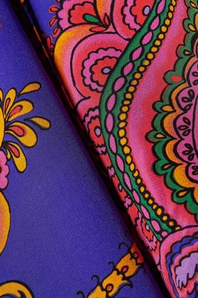 Shop Gucci Treasure Pussy-bow Printed Silk Crepe De Chine Blouse In Purple