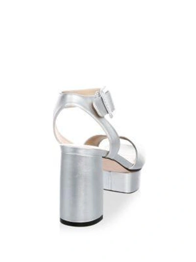 Shop Stuart Weitzman Women's Newdeal Metallic Leather Platform Sandals In Silver
