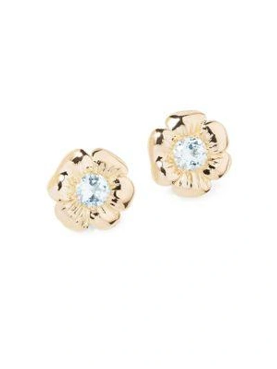 Shop Aurelie Bidermann 18k Yellow Gold Topaz Pansy Earring