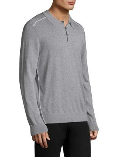 Shop Michael Kors Striped Polo Shirt In Heather Grey