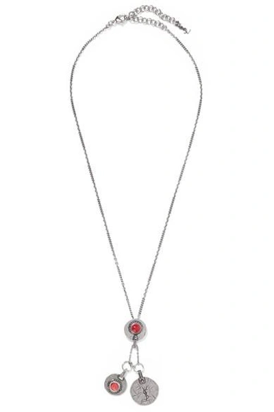 Shop Saint Laurent Silver-tone Crystal Necklace