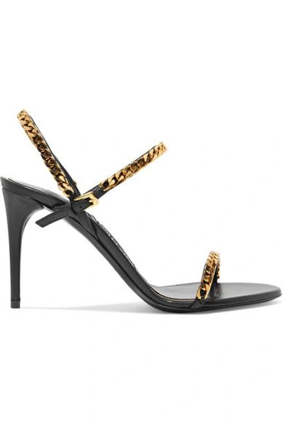 Shop Tom Ford Chain-embellished Leather Sandals In Gold