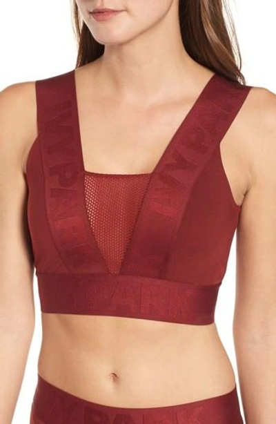 Shop Ivy Park Plunge Logo Elastic Sports Bra In Russet