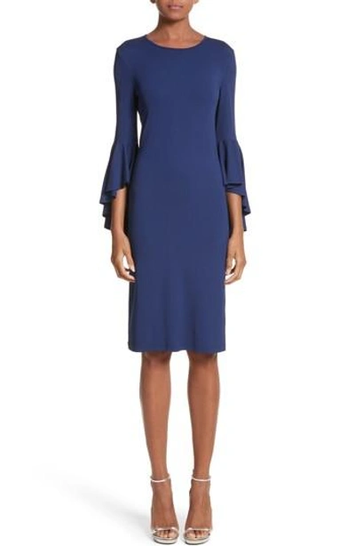 Shop Michael Kors Cascade Sleeve Sheath Dress In Sapphire