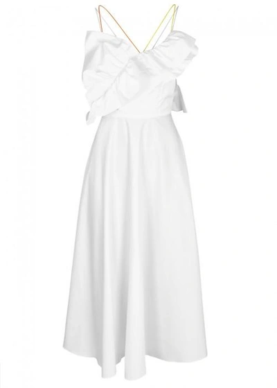 Shop Anna October White Ruffle-trimmed Cotton Dress