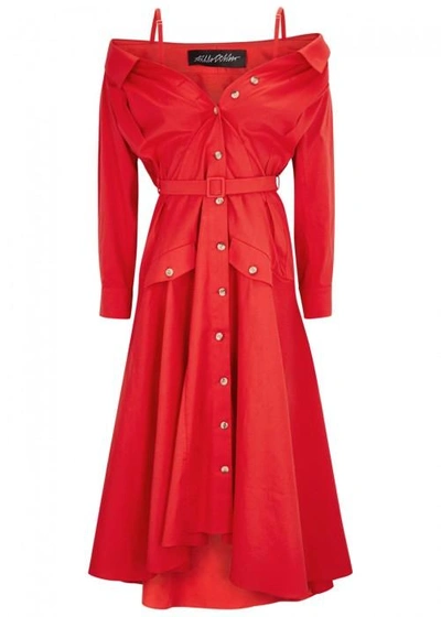 Shop Anna October Red Cotton Shirt Dress