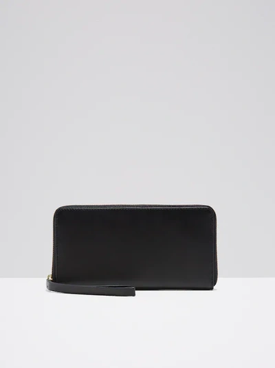 Shop Frank + Oak The Citta Leather Zip Wallet In Black 