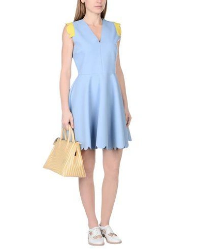 Shop Msgm Evening Dress In Sky Blue