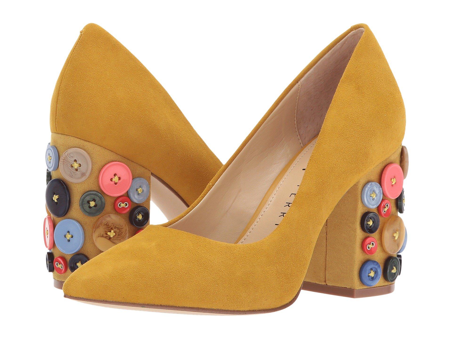 mustard suede court shoes