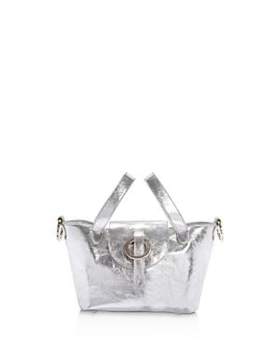 Shop Meli Melo Thela Rose Mini Leather Satchel In Silver/gold