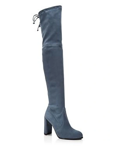 Shop Stuart Weitzman Women's Hiline Suede Over-the-knee Boots In Denim