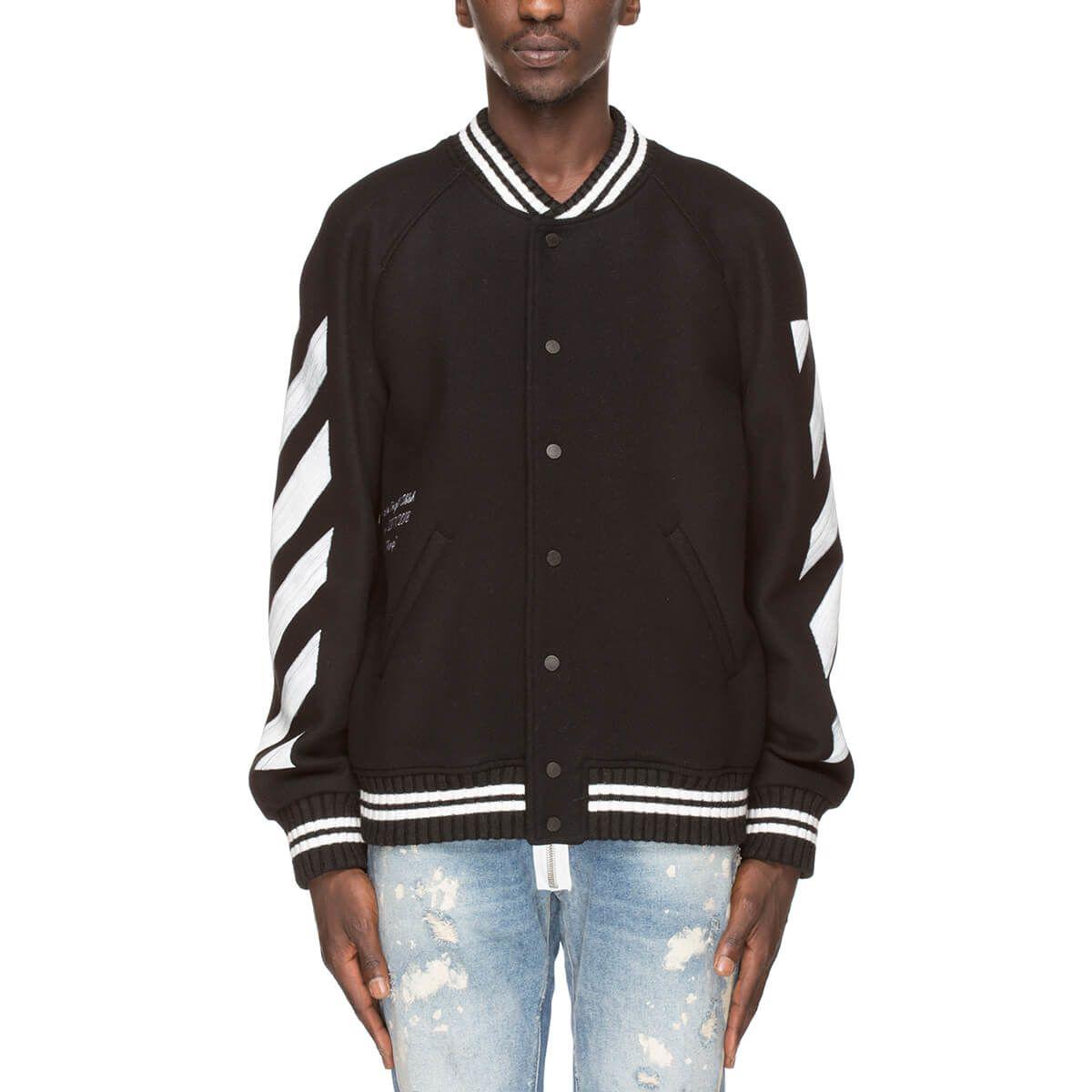 black off white varsity jacket