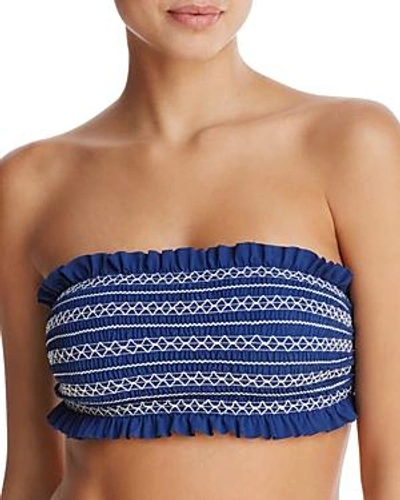 Shop Tory Burch Costa Bandeau Bikini Top In Capri Blue