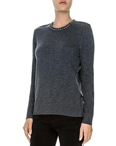 Shop The Kooples Embellished Sweater In Gray