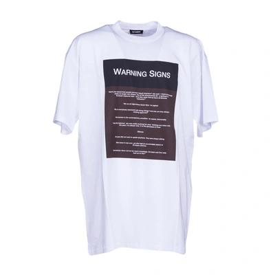 Shop Raf Simons Warning Signs T-shirt In White Brown