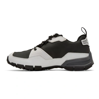 Shop Prada Grey & White Technical Sneakers