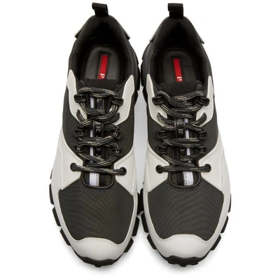 Shop Prada Grey & White Technical Sneakers
