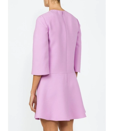 Shop Valentino Pink Wool And Silk Crepe Flare Dress