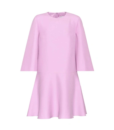 Shop Valentino Pink Wool And Silk Crepe Flare Dress