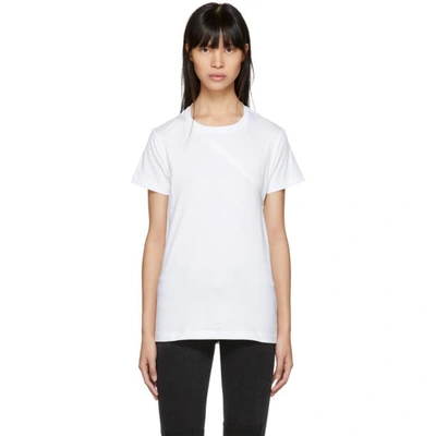 Shop Helmut Lang White Deconstructed T-shirt