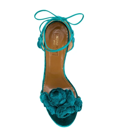 Shop Aquazzura Blue Wild Flower Sandal