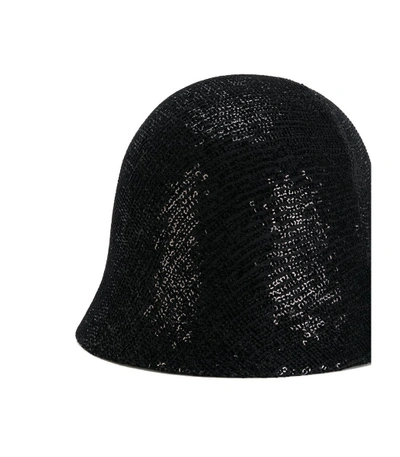 Shop Maison Michel Black Jin Sequin Embellished Cloche Hat