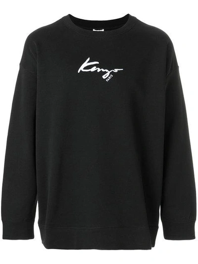 Shop Kenzo Embroidered Logo Sweatshirt - Black