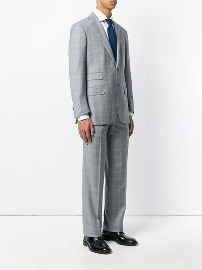 Shop Brioni Plaid Loose Fit Suit - Grey