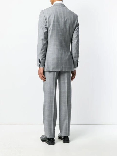 Shop Brioni Plaid Loose Fit Suit - Grey