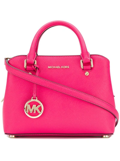Shop Michael Michael Kors Savannah Small Satchel Bag In Pink & Purple