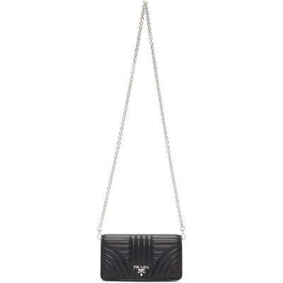 Shop Prada Black Quilted Wallet Chain Bag