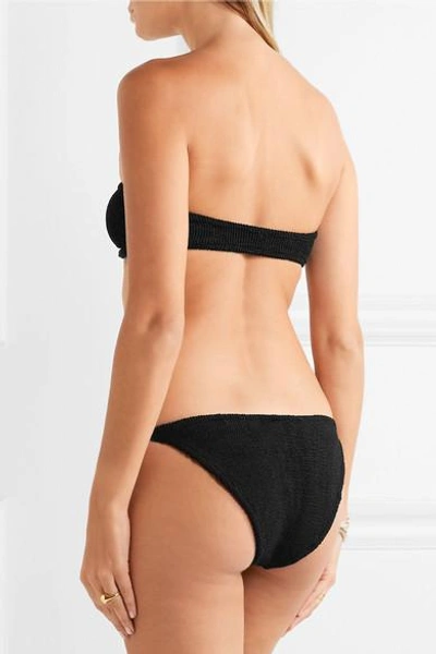Shop Hunza G Jean Seersucker Bandeau Bikini In Black
