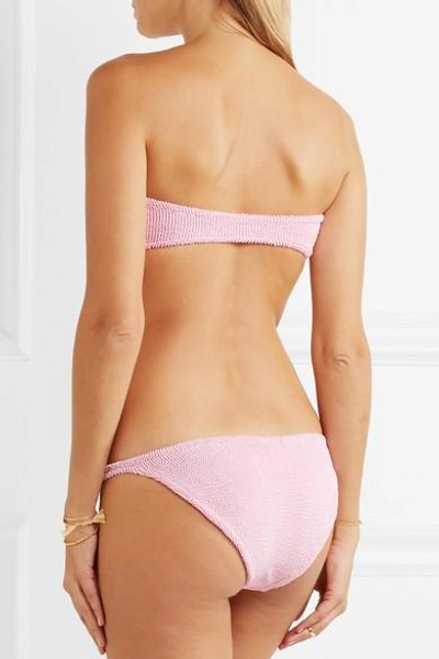 Shop Hunza G Jean Seersucker Bandeau Bikini In Baby Pink