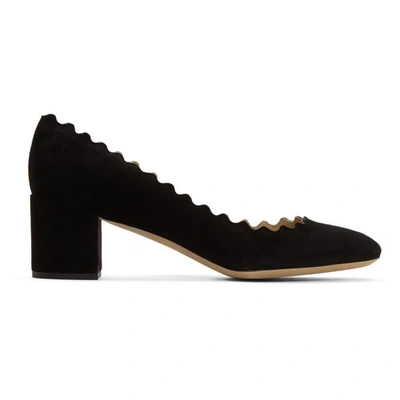 Shop Chloé Chloe Black Suede Lauren Heels In Nr001 Black