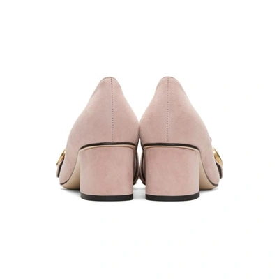 Shop Gucci Pink Suede Gg Marmont Loafer Heels In 5727 Pink