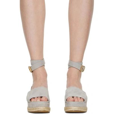 Shop Chloé Chloe Grey Suede Lauren Espadrille Sandals In Nr066 Grey