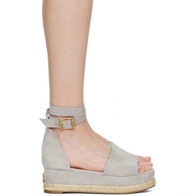 Shop Chloé Chloe Grey Suede Lauren Espadrille Sandals In Nr066 Grey