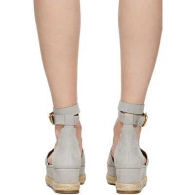 Shop Chloé Chloe Grey Suede Lauren Espadrille Sandals In Nr066 Grey