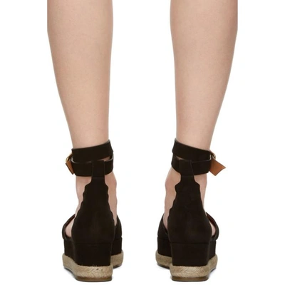 Shop Chloé Chloe Black Suede Lauren Espadrille Sandals In Nr001 Black