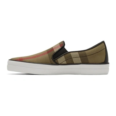 Shop Burberry Brown Check Gauden Slip-on Sneakers