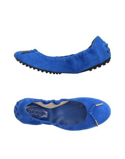 Shop Tod's Ballet Flats In Bright Blue