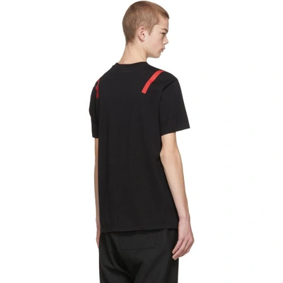 NEIL BARRETT NEIL BARRETT BLACK AND RED TAPED SHOULDER T-SHIRT PBJT379B-G544S