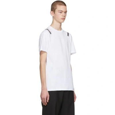 Shop Neil Barrett White And Silver Taped Shoulder T-shirt In 538
