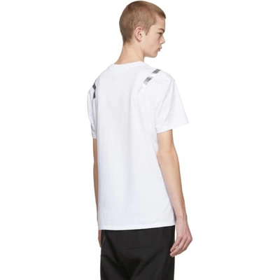 Shop Neil Barrett White And Silver Taped Shoulder T-shirt In 538