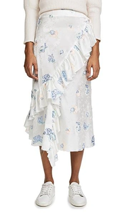 Shop Jourden Bias Midi Skirt In White Multi