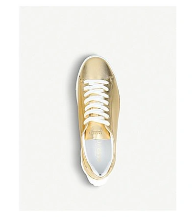 Shop Versace Back Medusa Metallic-leather Sneakers In Gold