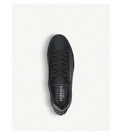 Shop Versace Back Medusa Leather Trainers In Black
