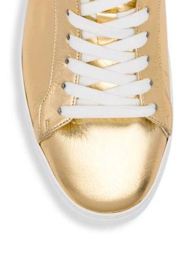 Shop Versace Medusa Leather High-top Sneakers In Gold