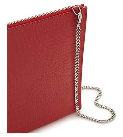 Shop Whistles Croc-embossed Rivington Clutch Bag In Red